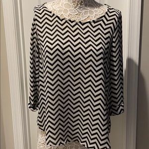Women’s Black and White Chevron Blouse
